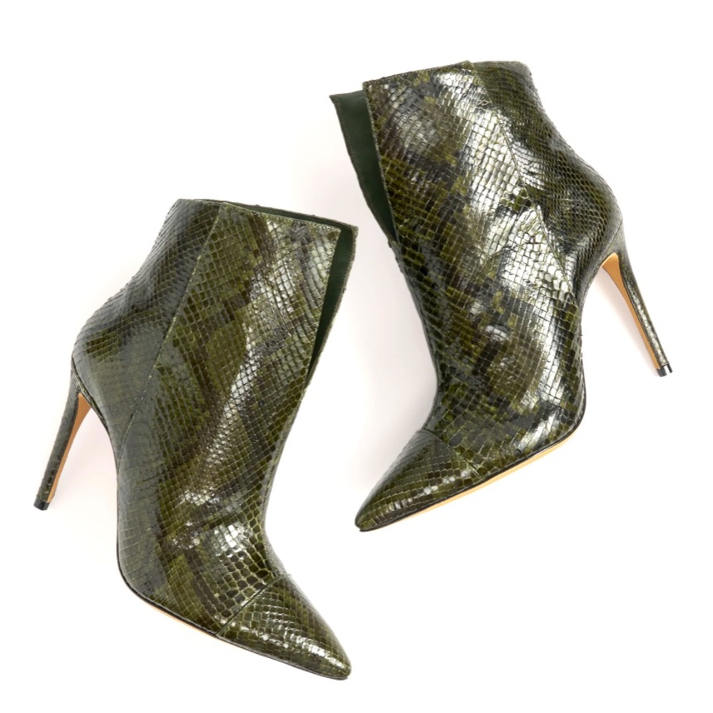 Alexandre Birman Green Python Ankle Bootie Sz 36